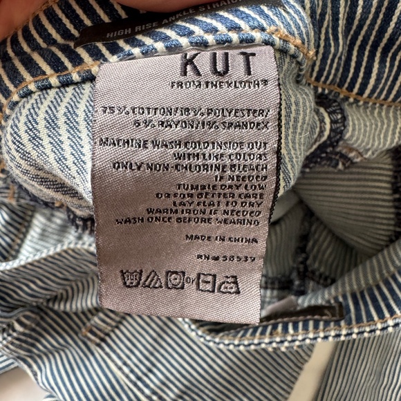 Kut From The‎ Kloth Reese High Rise Ankle Stretchy Jeans Blue Striped Festival 8 - Picture 9 of 16